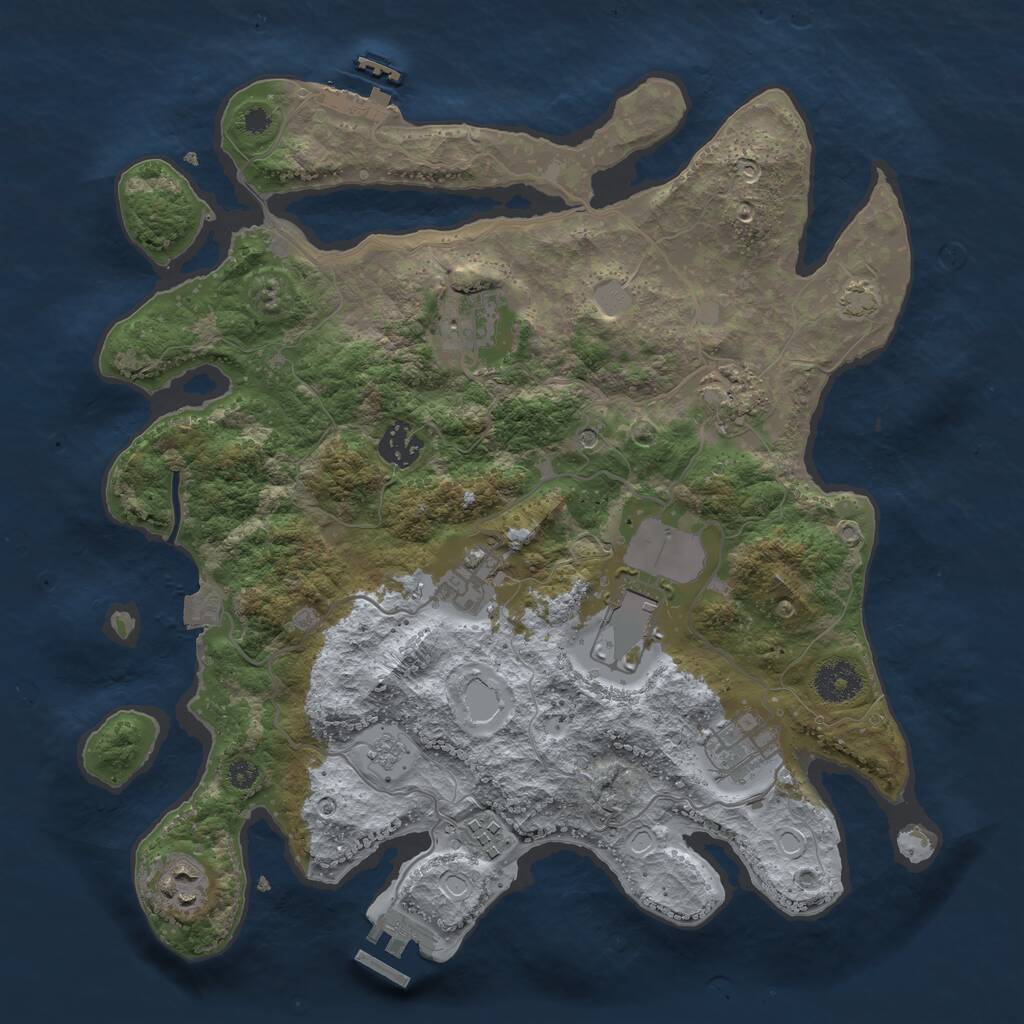 Rust Map: Procedural Map, Size: 3500, Seed: 1998386115, 14 Monuments