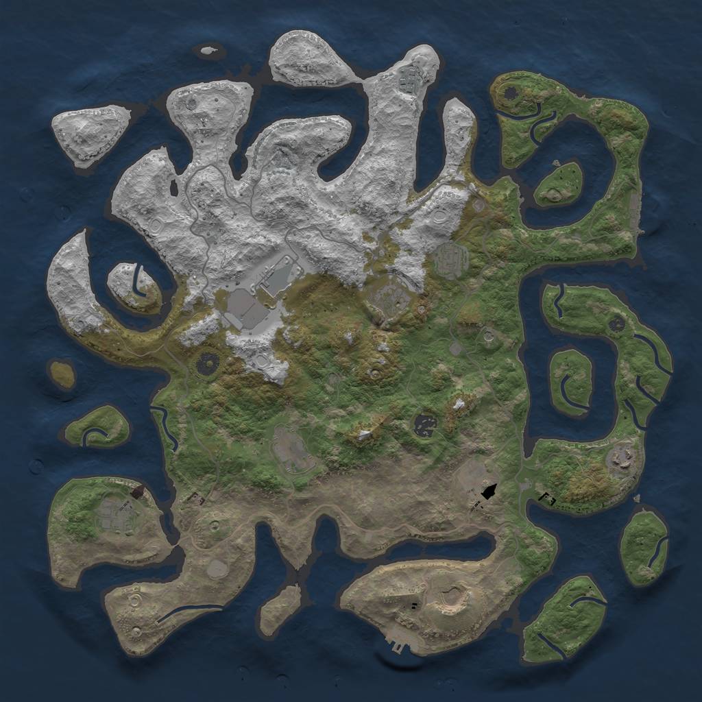 Rust Map: Procedural Map, Size: 4500, Seed: 1562466759, 18 Monuments