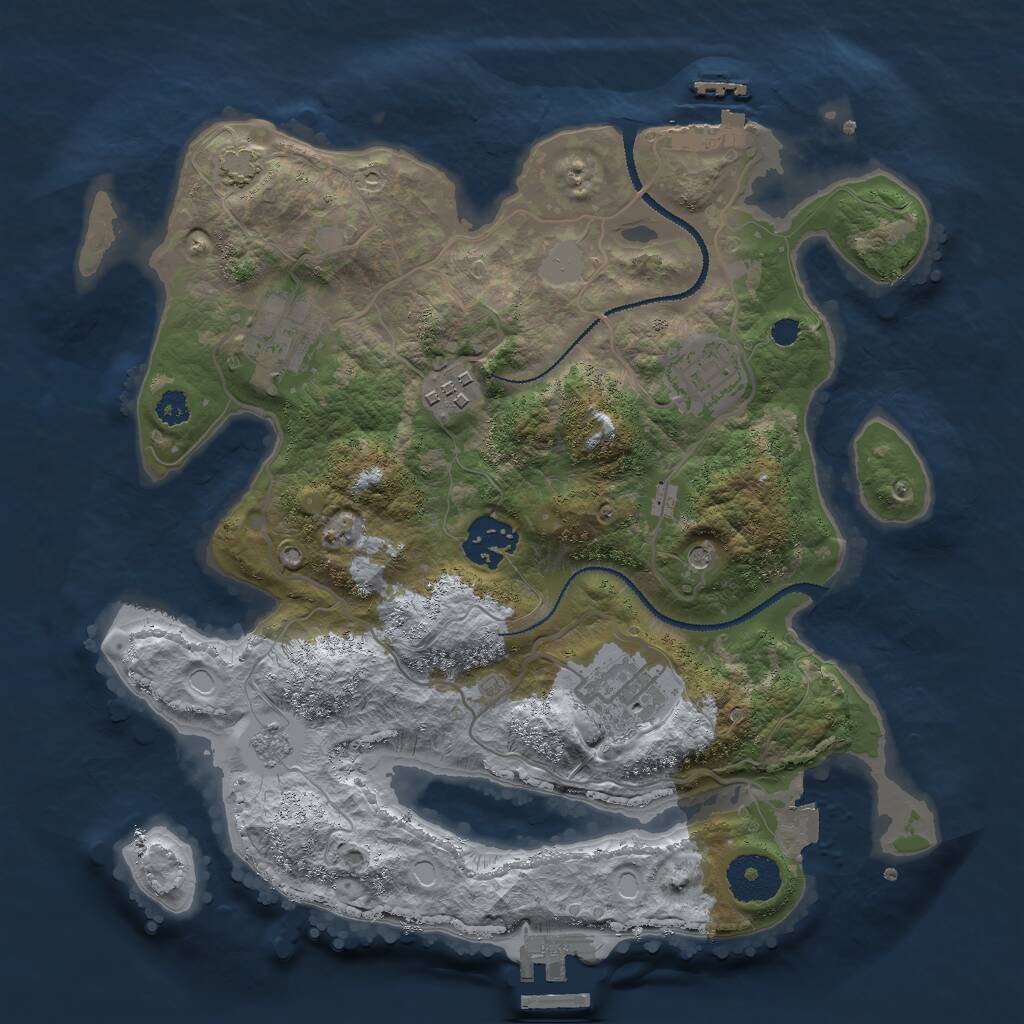 Rust Map: Procedural Map, Size: 3000, Seed: 2032602811, 11 Monuments