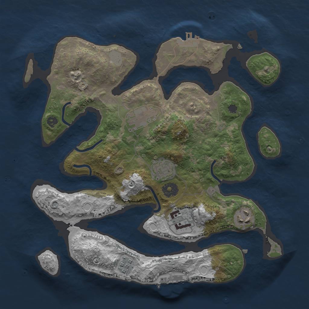 Rust Map: Procedural Map, Size: 3000, Seed: 2032602811, 12 Monuments