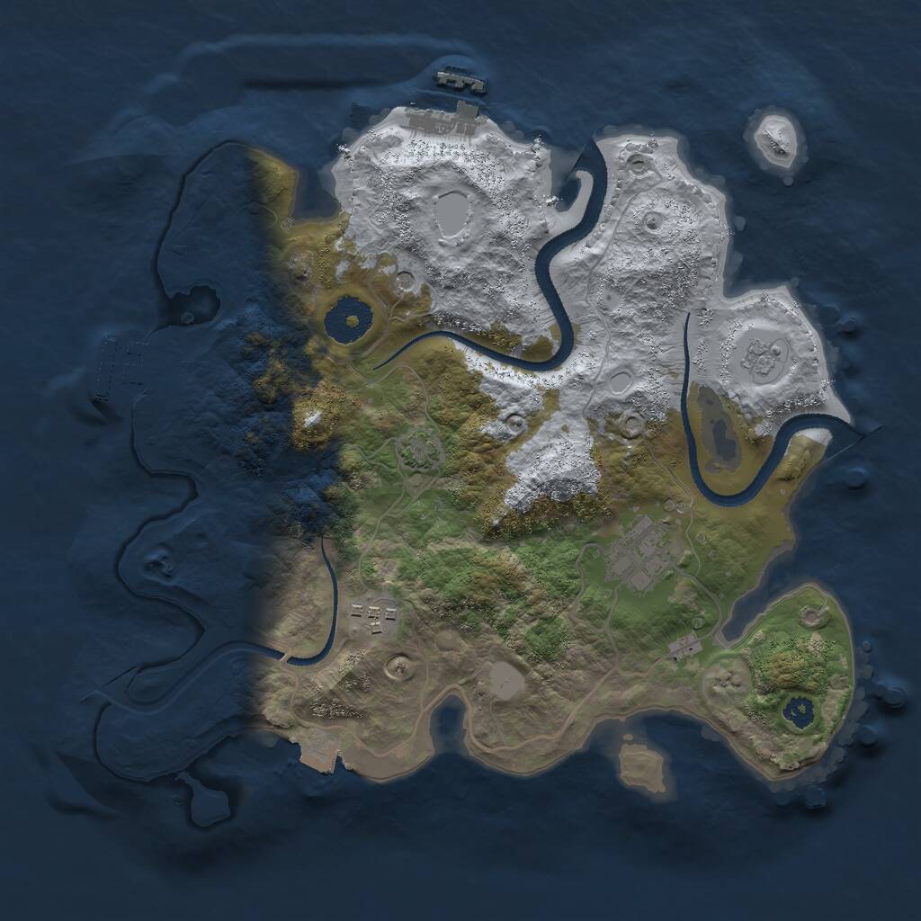 Rust Map: Procedural Map, Size: 3000, Seed: 1948041596, 8 Monuments