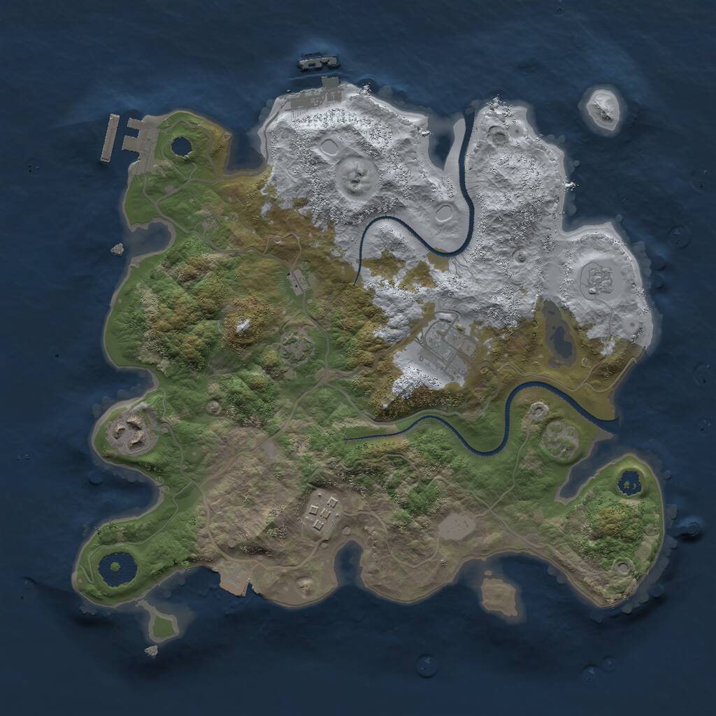 Rust Map: Procedural Map, Size: 3000, Seed: 1948041596, 8 Monuments