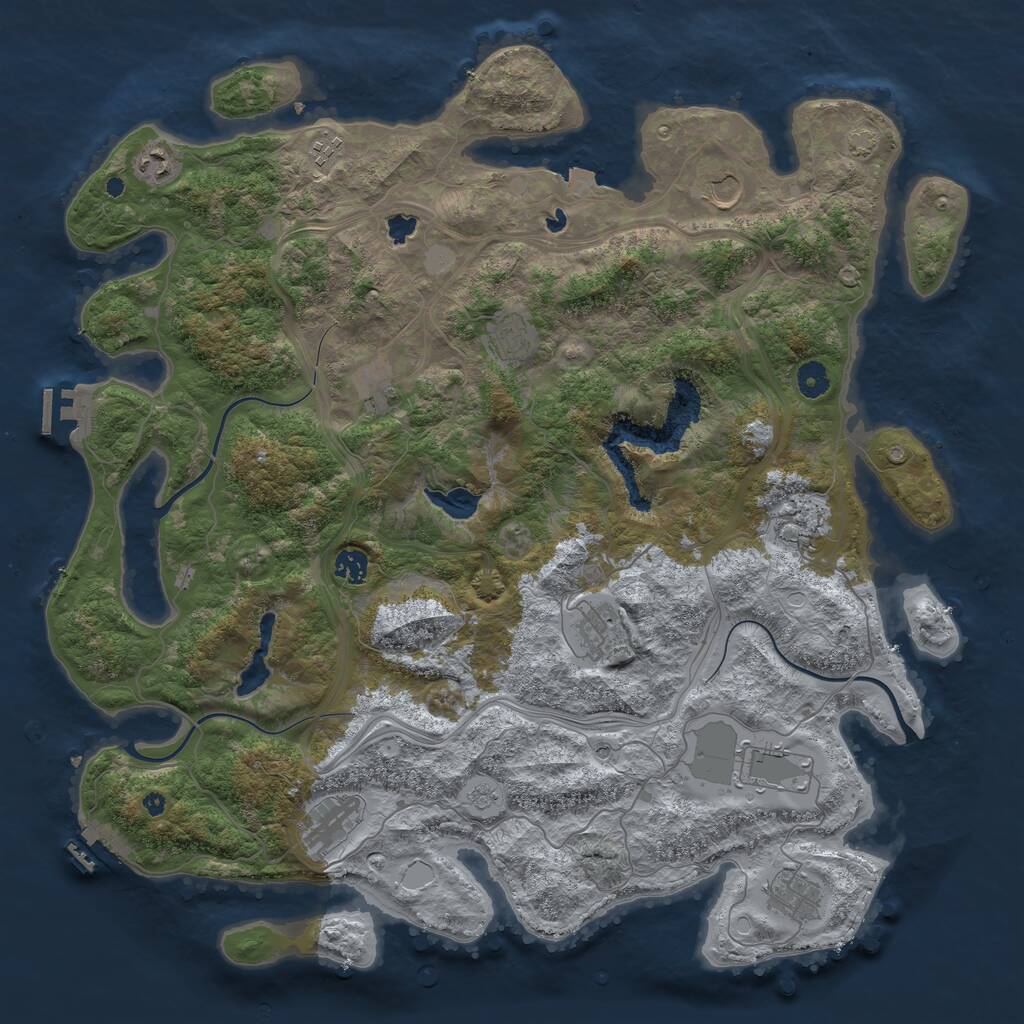 Rust Map: Procedural Map, Size: 4500, Seed: 100954823, 17 Monuments