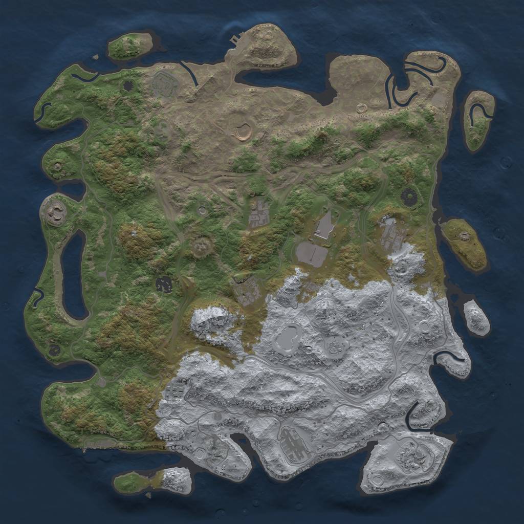 Rust Map: Procedural Map, Size: 4500, Seed: 100954823, 18 Monuments