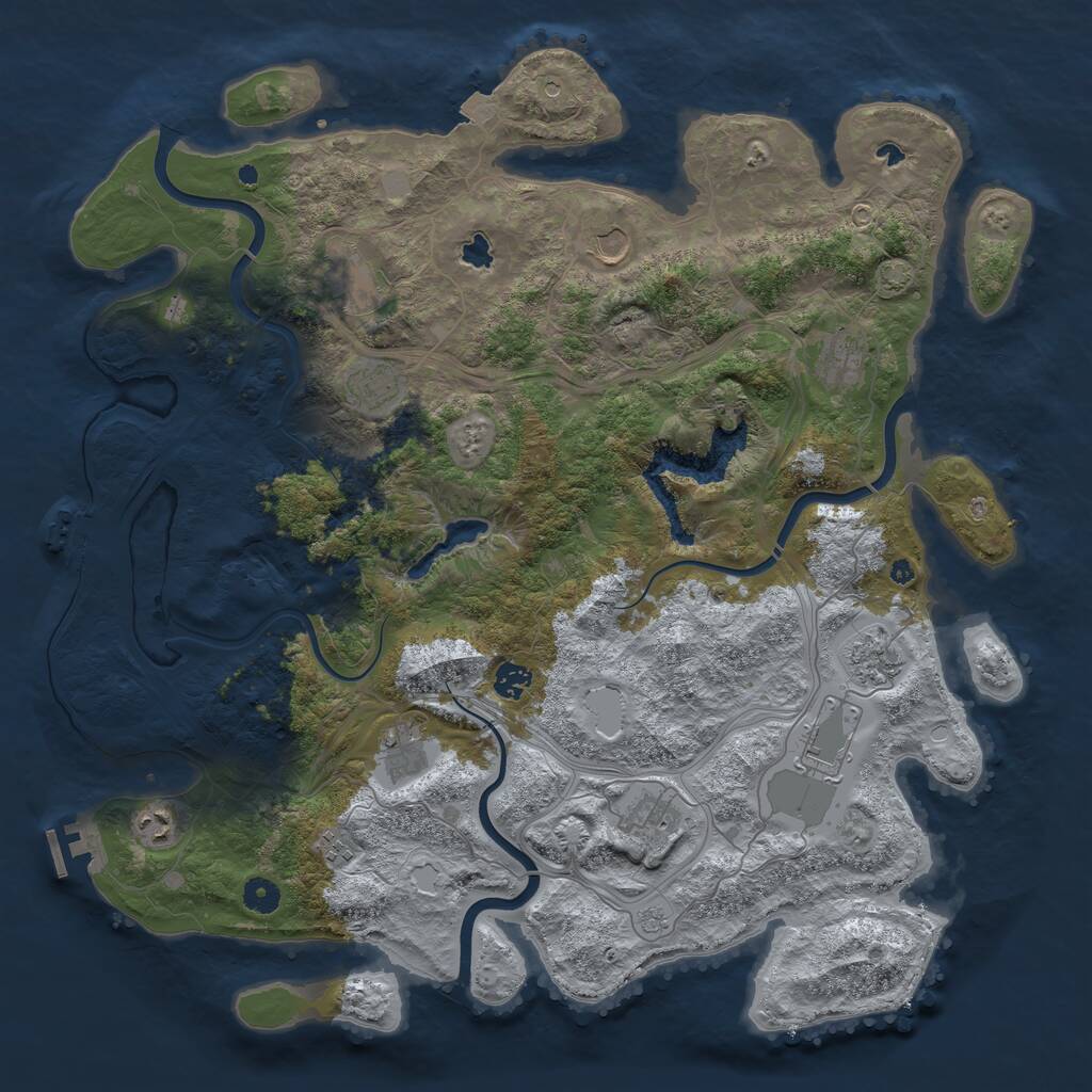 Rust Map: Procedural Map, Size: 4500, Seed: 100954823, 17 Monuments