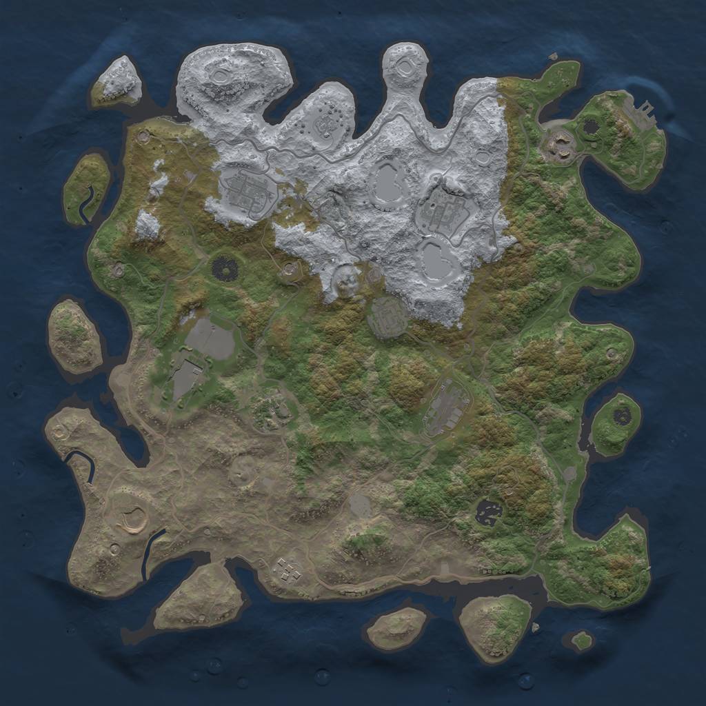 Rust Map: Procedural Map, Size: 4000, Seed: 3437, 16 Monuments