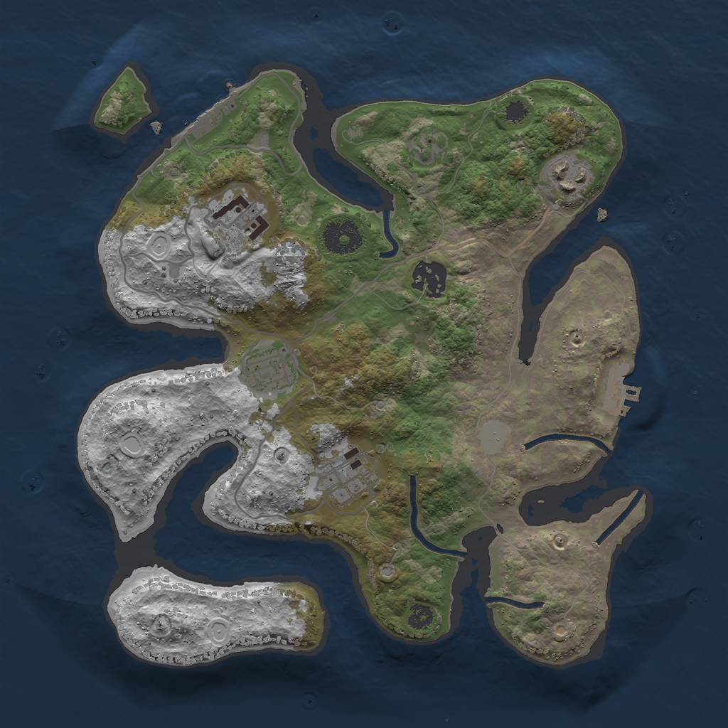 Rust Map: Procedural Map, Size: 3000, Seed: 668545568, 12 Monuments