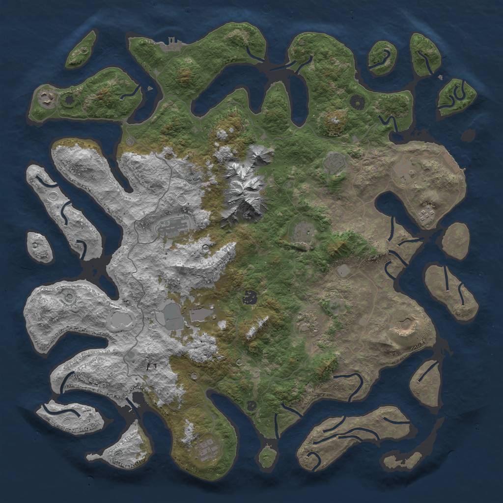 Rust Map: Procedural Map, Size: 5000, Seed: 850385, 19 Monuments