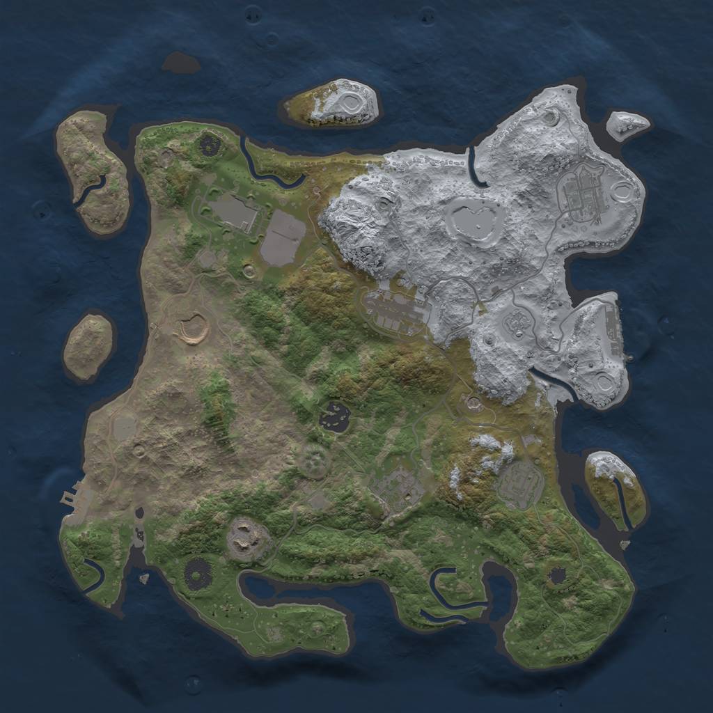 Rust Map: Procedural Map, Size: 3500, Seed: 184552789, 15 Monuments