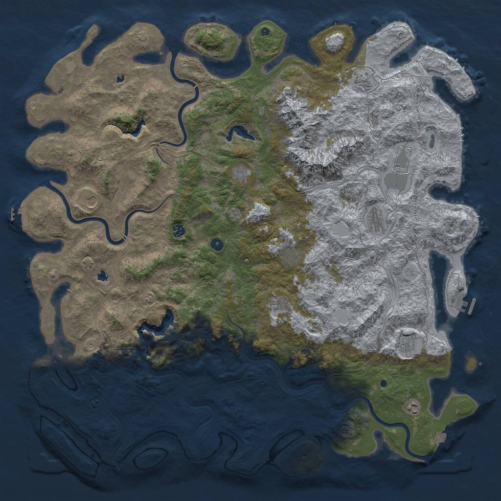 Rust Map: Procedural Map, Size: 6000, Seed: 467478956, 17 Monuments