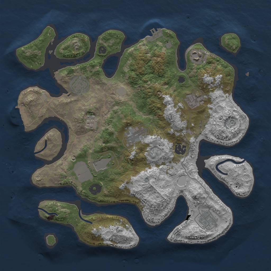 Rust Map: Procedural Map, Size: 3500, Seed: 43298547, 16 Monuments