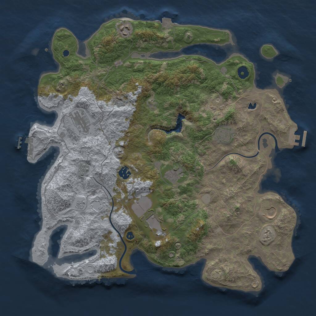 Rust Map: Procedural Map, Size: 4000, Seed: 1425841309, 14 Monuments