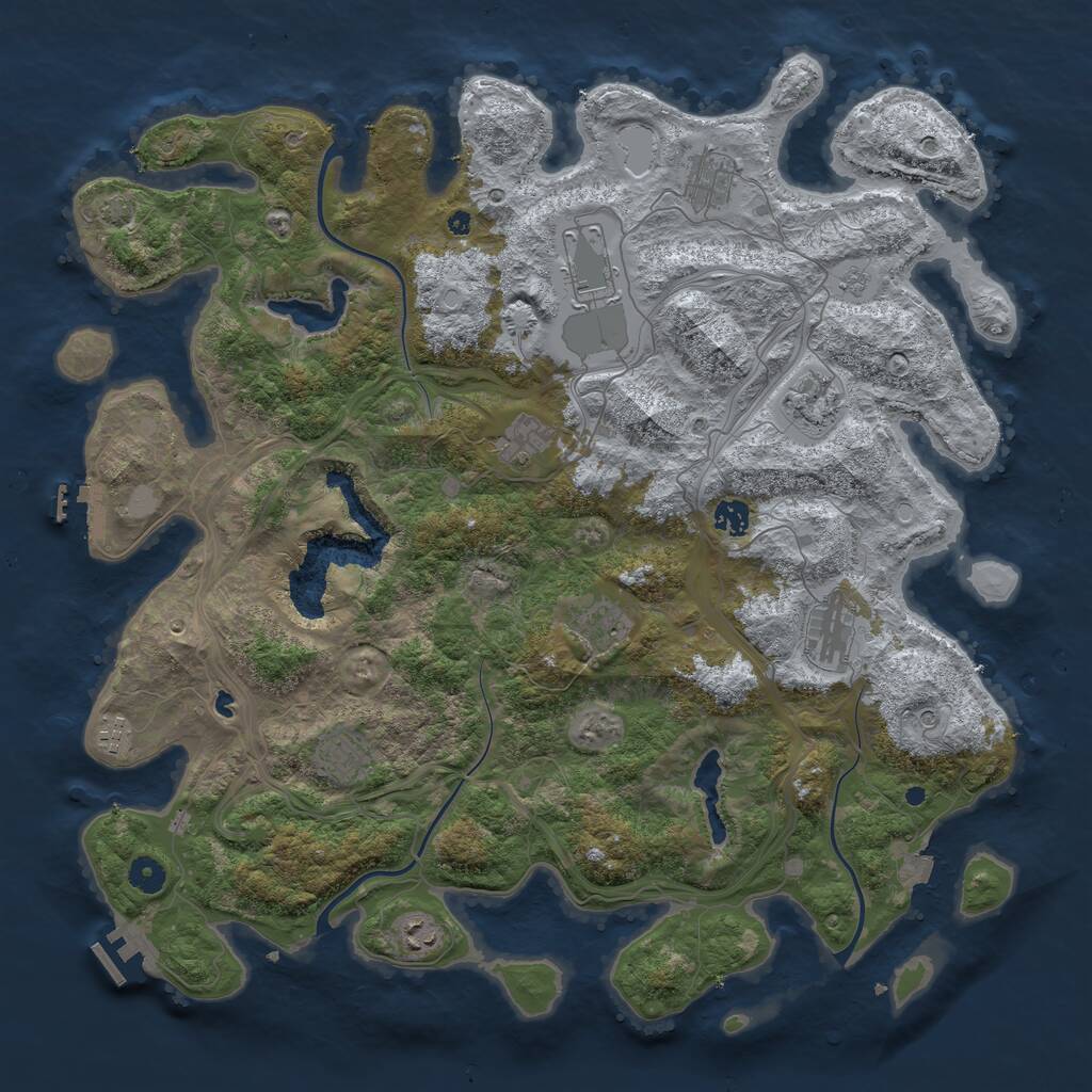 Rust Map: Procedural Map, Size: 4500, Seed: 928587515, 16 Monuments