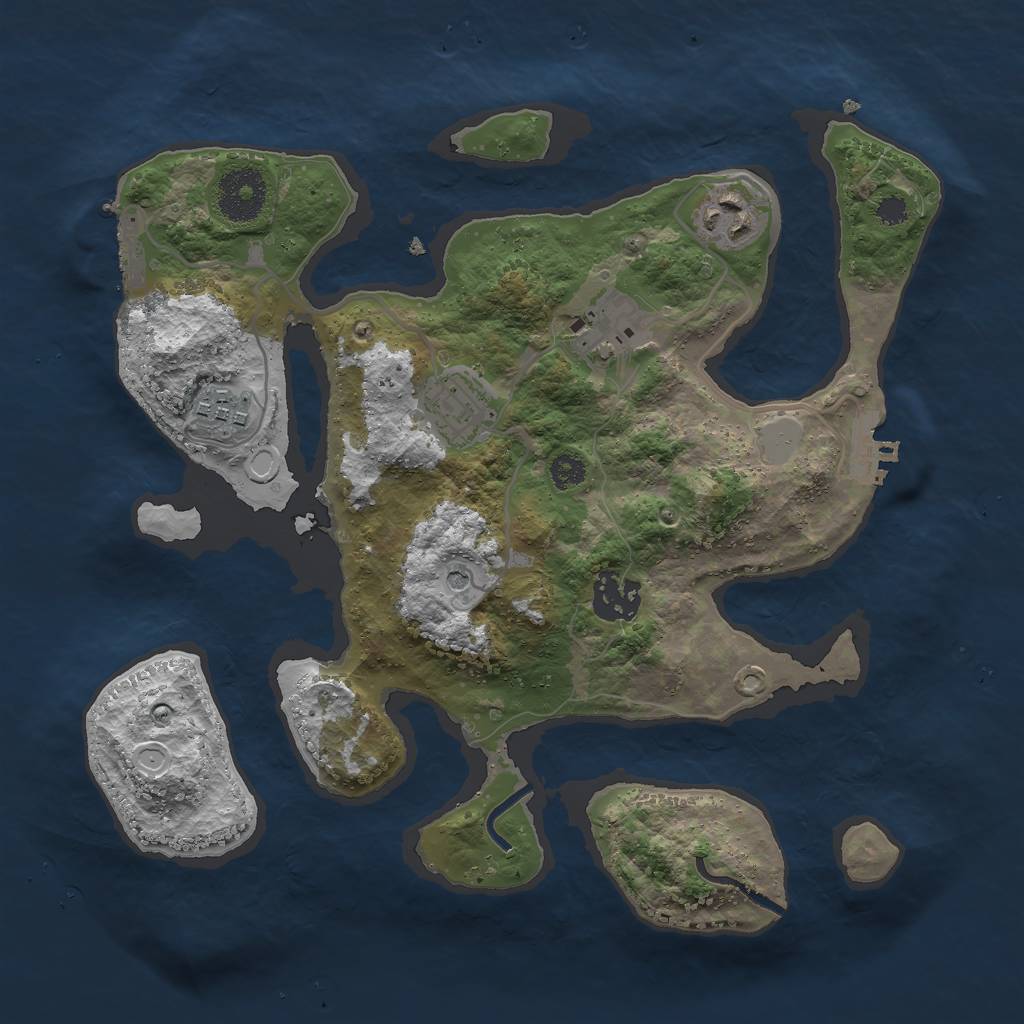 Rust Map: Procedural Map, Size: 3000, Seed: 2427673, 13 Monuments