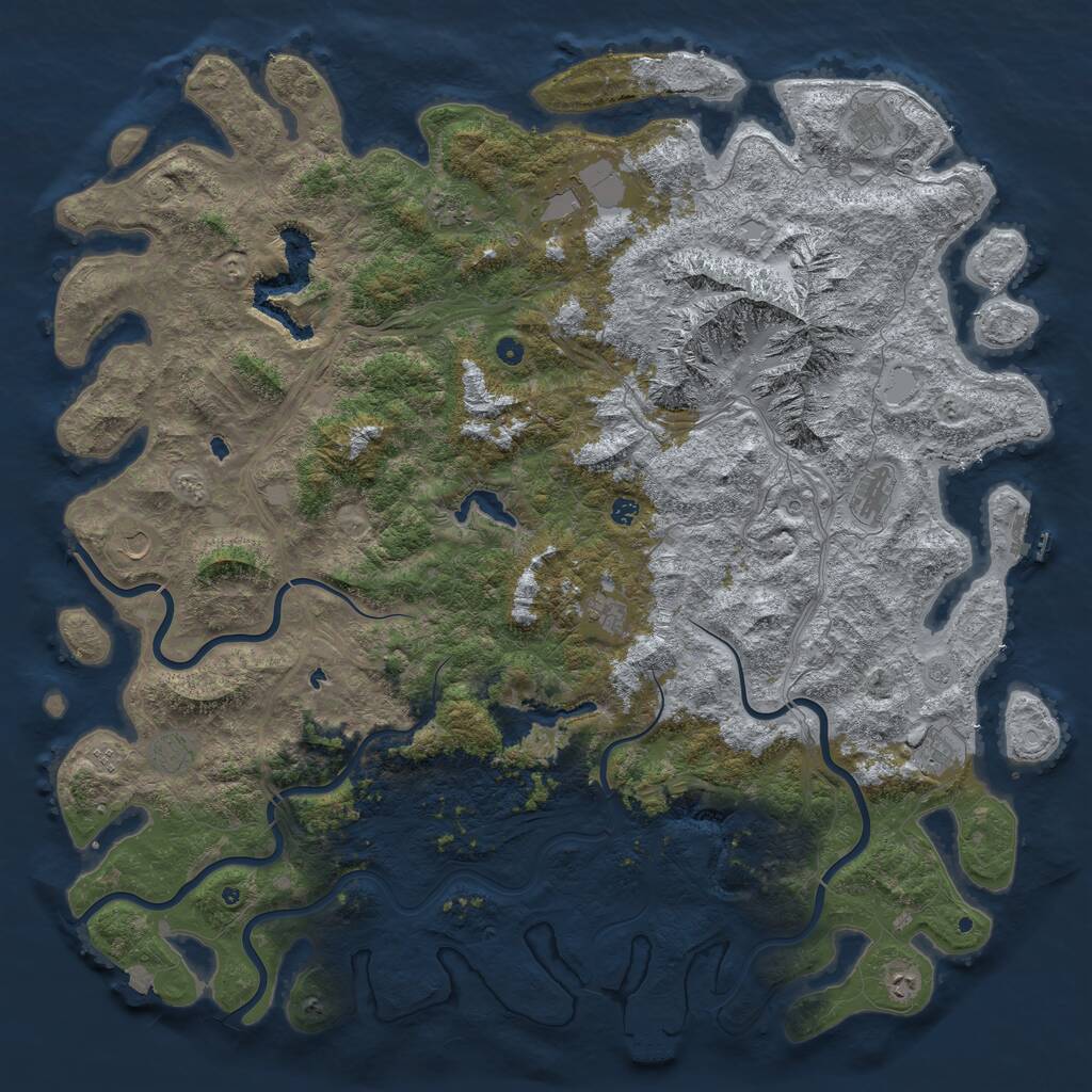 Rust Map: Procedural Map, Size: 6000, Seed: 81559170, 17 Monuments