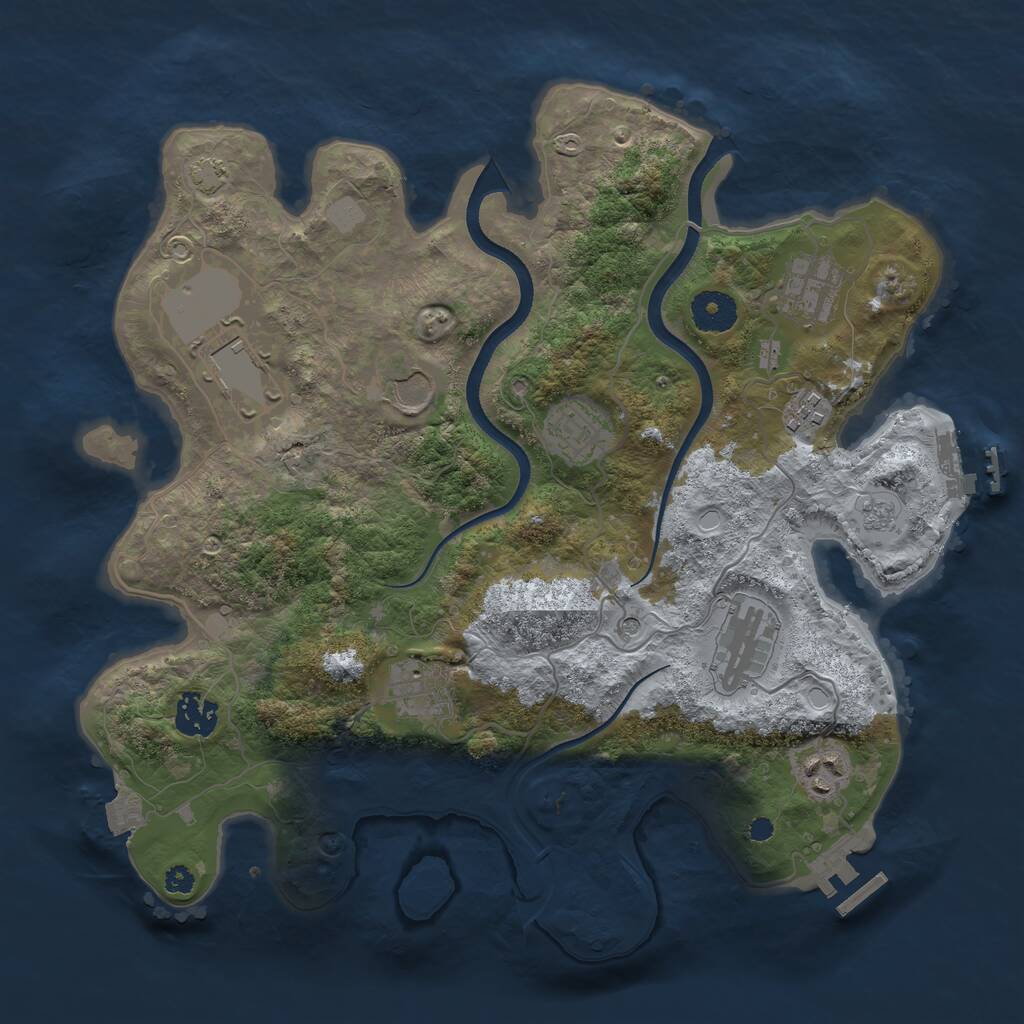 Rust Map: Procedural Map, Size: 3500, Seed: 7543297, 15 Monuments