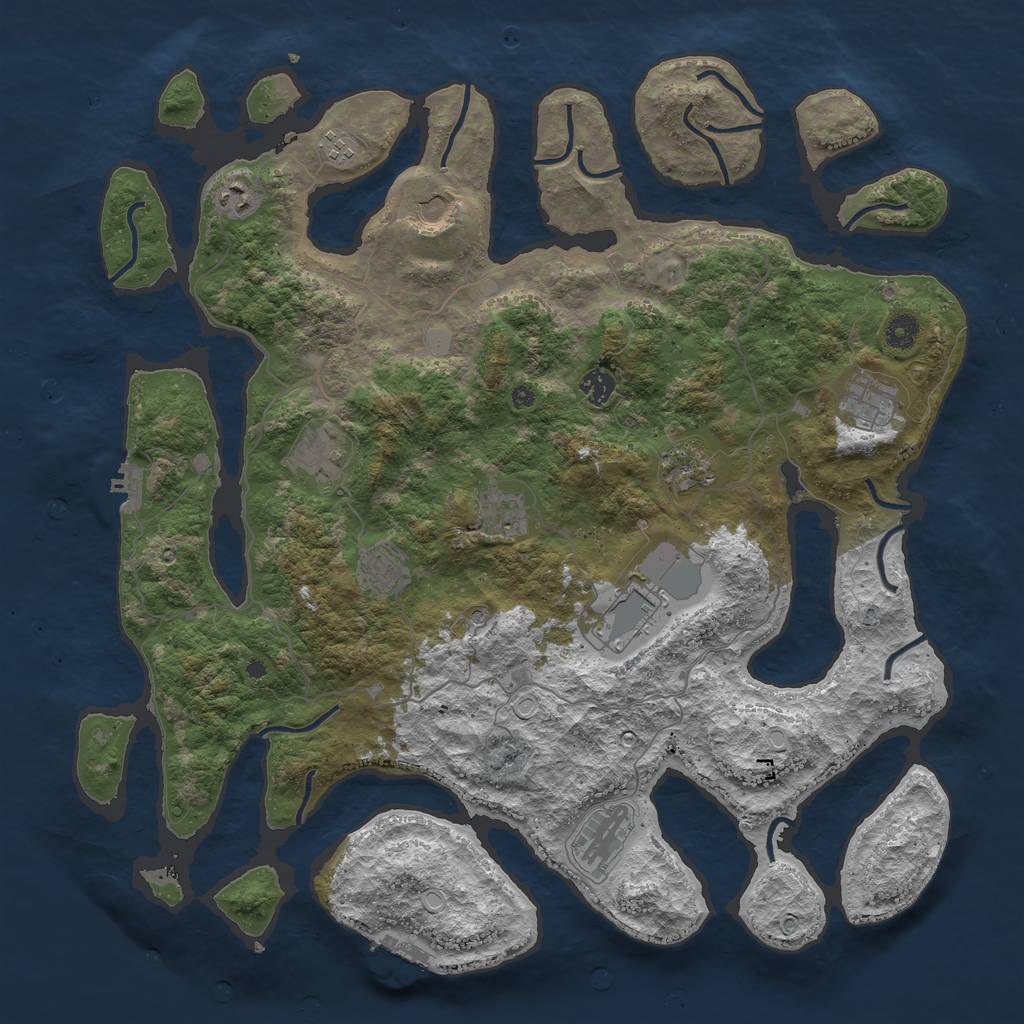 Rust Map: Procedural Map, Size: 4500, Seed: 1244017644, 19 Monuments