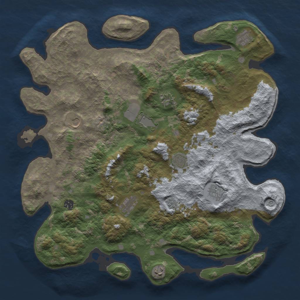 Rust Map: Barren, Size: 4500, Seed: 6737, 13 Monuments