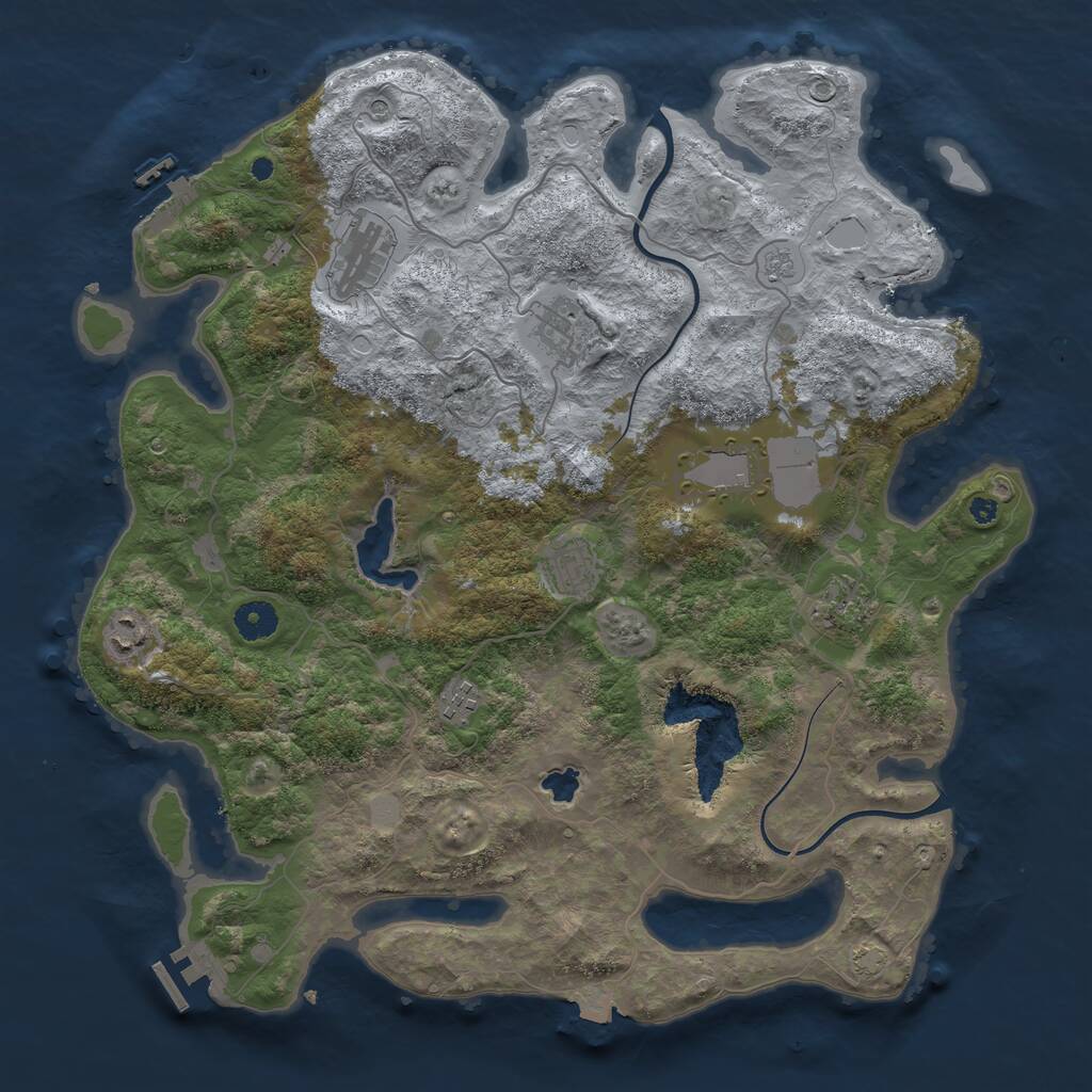 Rust Map: Procedural Map, Size: 4000, Seed: 5004250, 13 Monuments