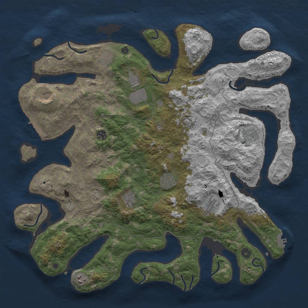 Rust Map: Procedural Map, Size: 4600, Seed: 725144, 19 Monuments