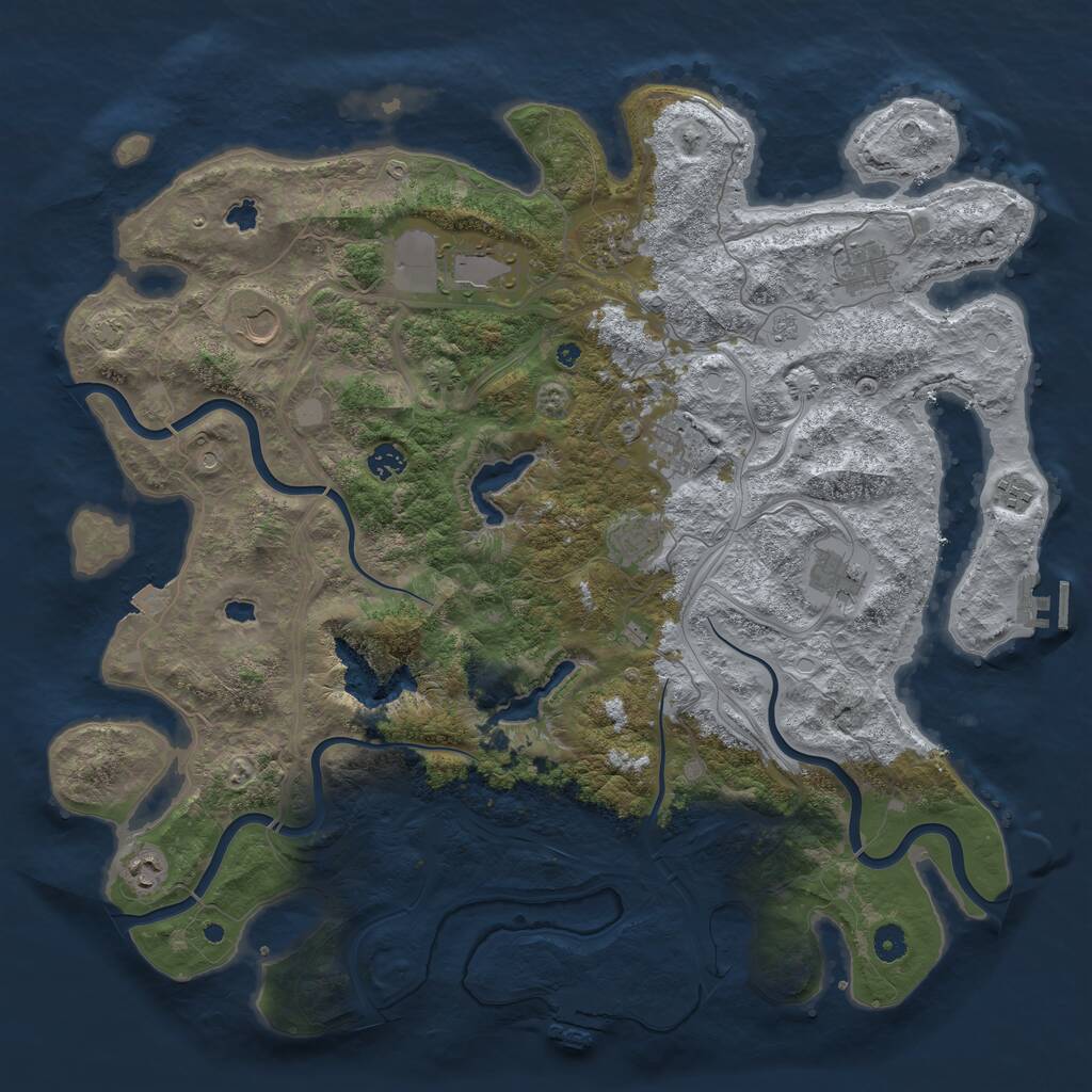 Rust Map: Procedural Map, Size: 4600, Seed: 725144, 16 Monuments