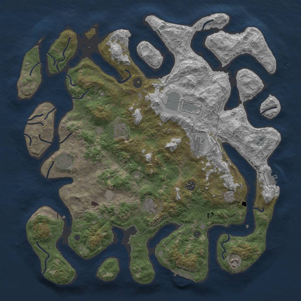 Rust Map: Procedural Map, Size: 4500, Seed: 2082590937, 16 Monuments