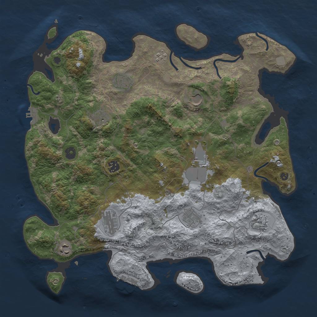 Rust Map: Procedural Map, Size: 4000, Seed: 2828164, 17 Monuments