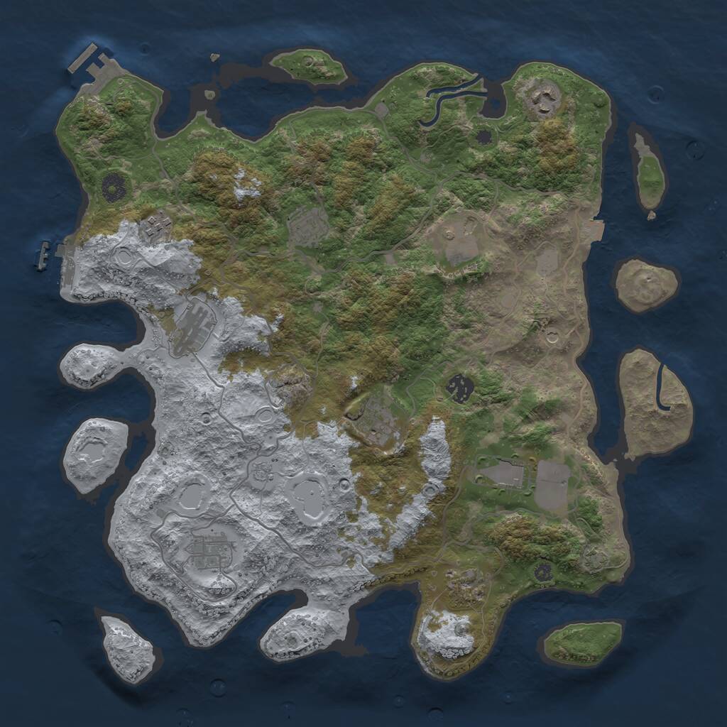 Rust Map: Procedural Map, Size: 4000, Seed: 1215478512, 16 Monuments