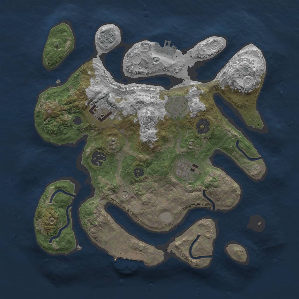 Rust Map: Procedural Map, Size: 3000, Seed: 3657, 13 Monuments