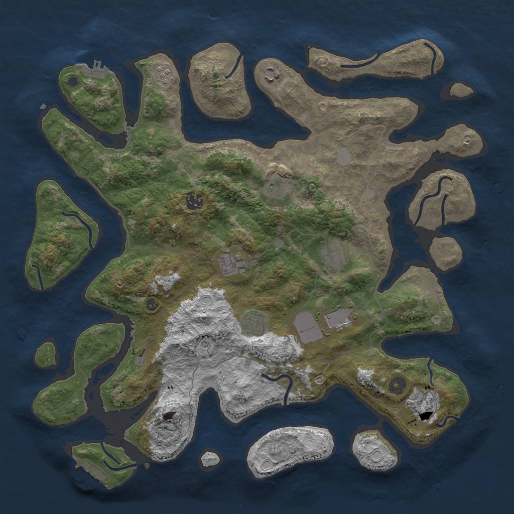 Rust Map: Procedural Map, Size: 4250, Seed: 824284790, 17 Monuments