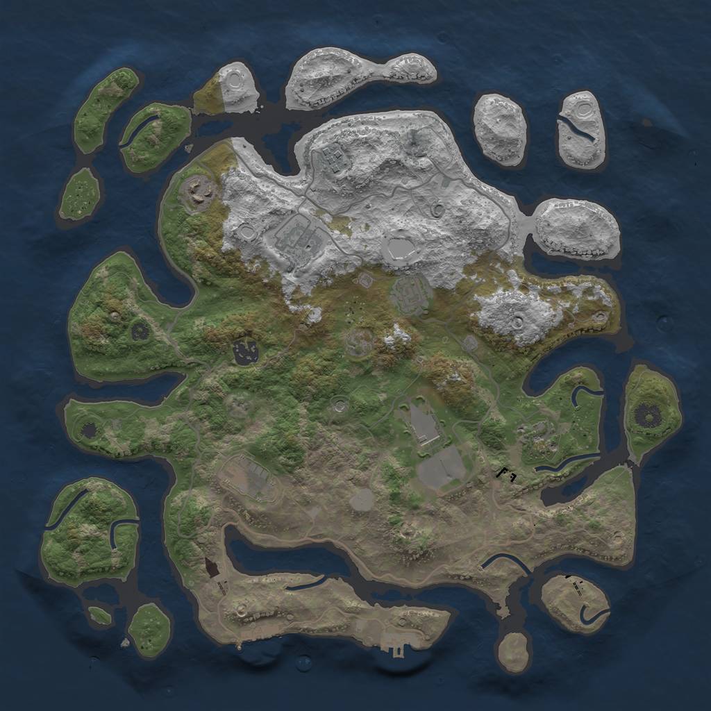 Rust Map: Procedural Map, Size: 4000, Seed: 287377466, 16 Monuments