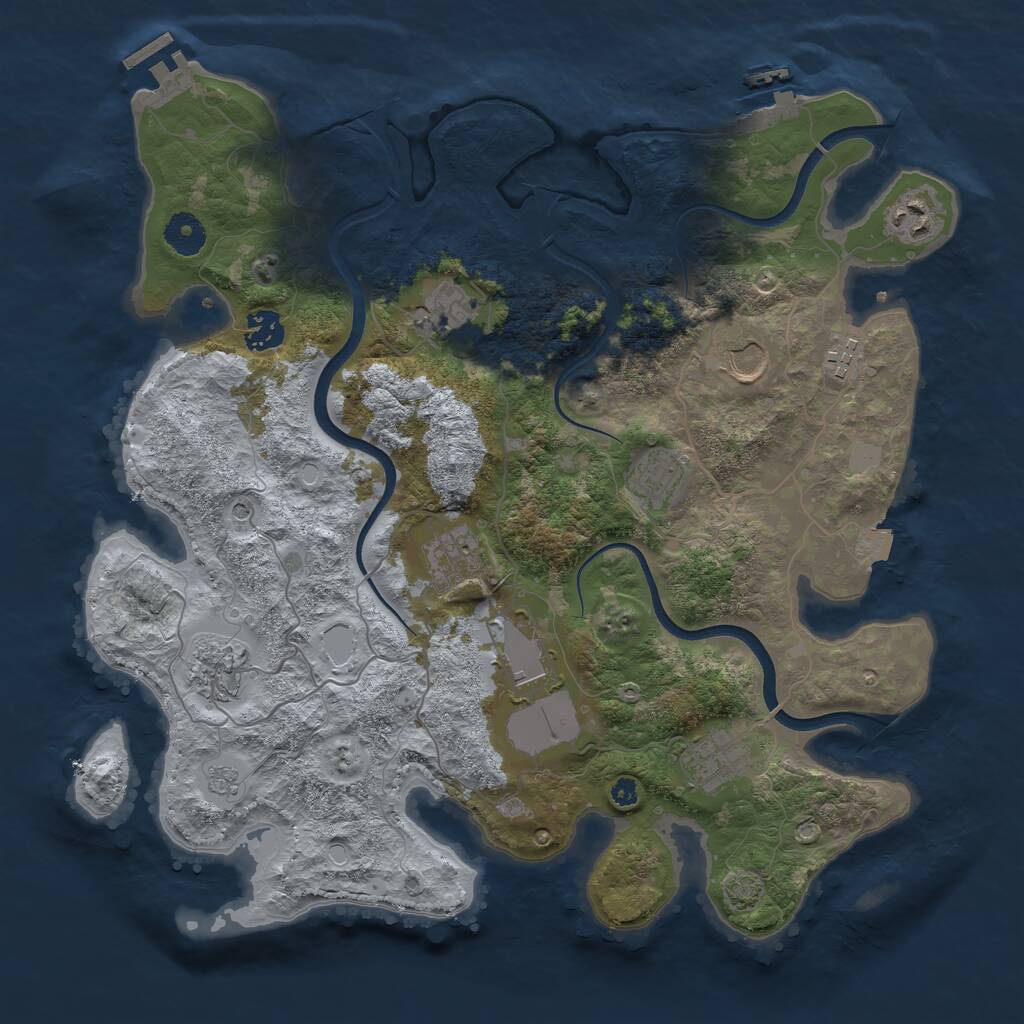 Rust Map: Procedural Map, Size: 3750, Seed: 124657839, 16 Monuments