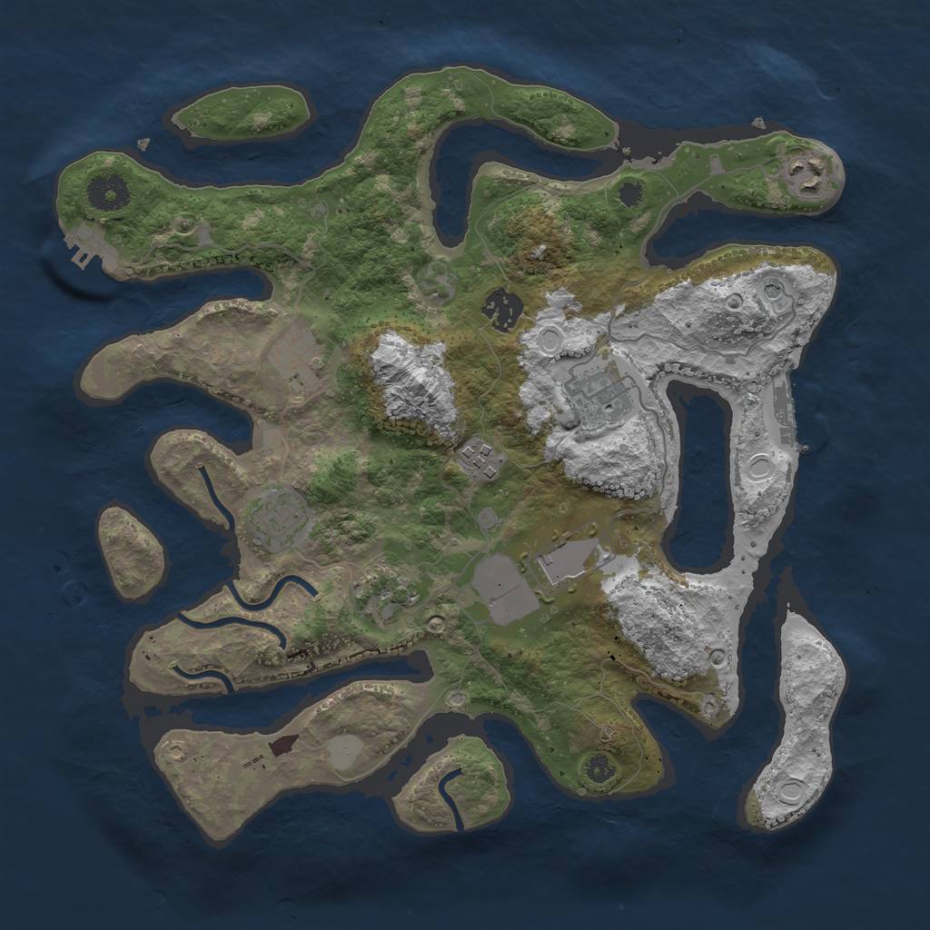 Rust Map: Procedural Map, Size: 3500, Seed: 22388522, 16 Monuments