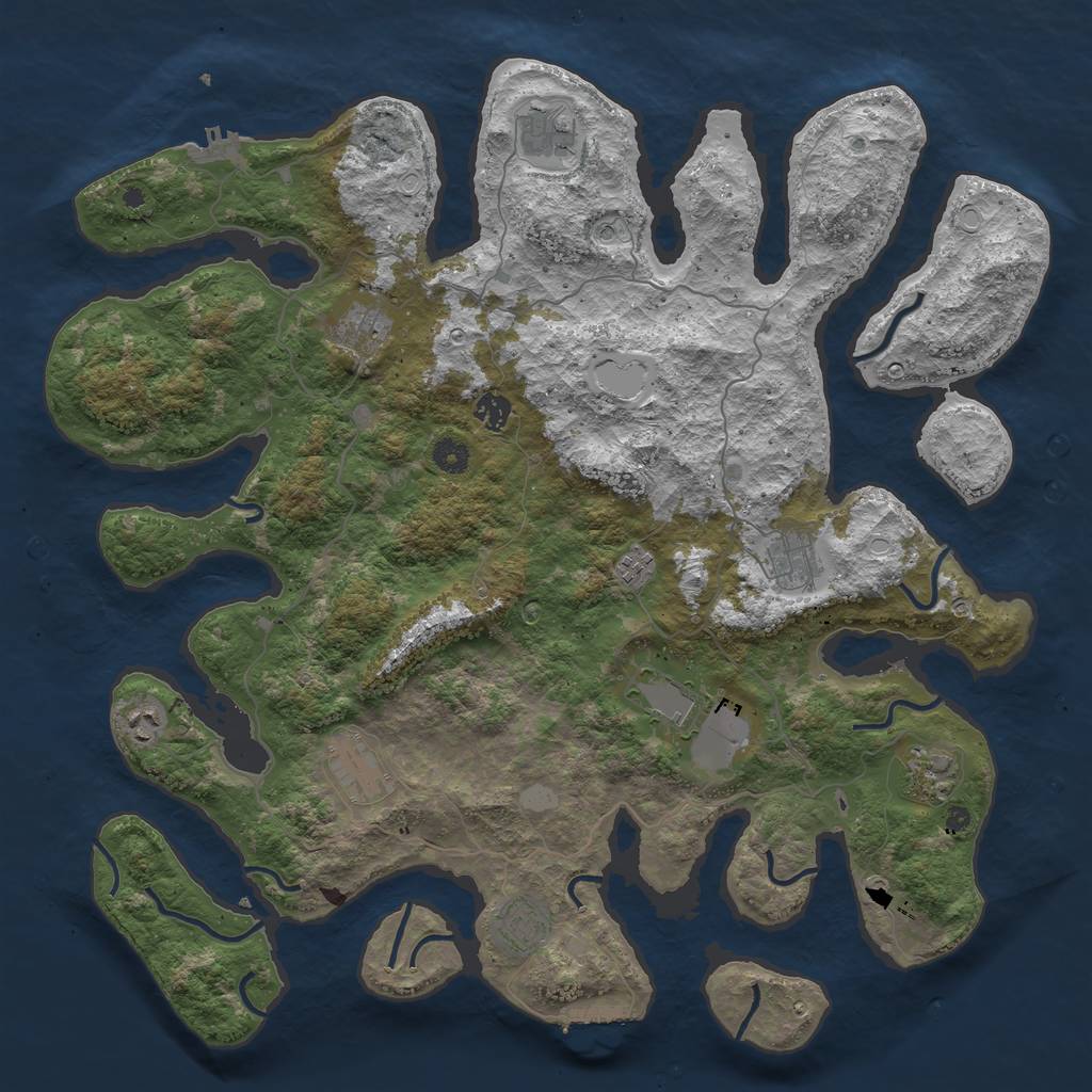 Rust Map: Procedural Map, Size: 4500, Seed: 1438234106, 18 Monuments