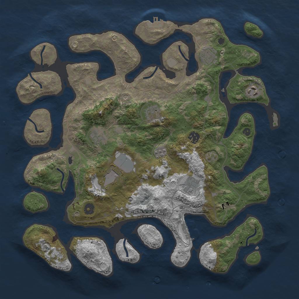 Rust Map: Procedural Map, Size: 4000, Seed: 645797, 16 Monuments