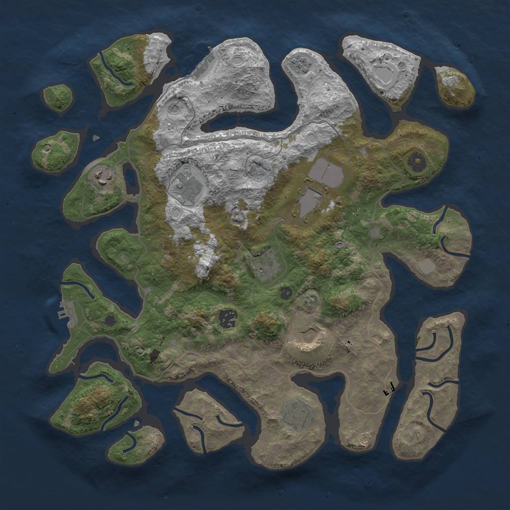 Rust Map: Procedural Map, Size: 4000, Seed: 899128, 16 Monuments