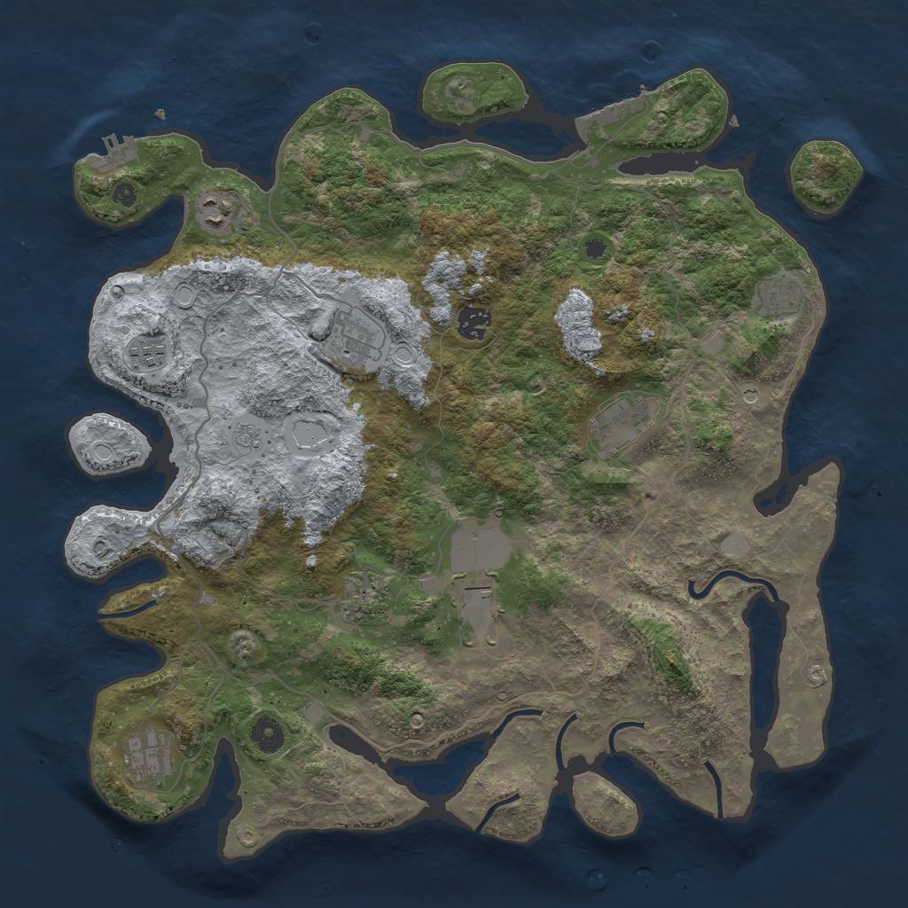 Rust Map: Procedural Map, Size: 4000, Seed: 482351, 16 Monuments