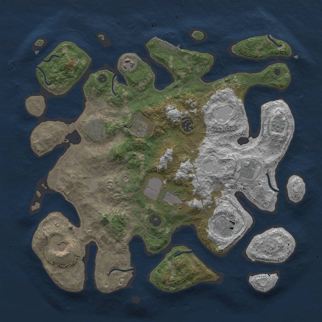 Rust Map: Procedural Map, Size: 4000, Seed: 587854, 16 Monuments