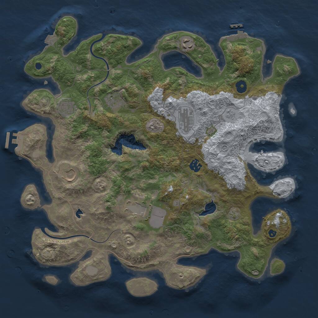 Rust Map: Procedural Map, Size: 4000, Seed: 34766, 13 Monuments