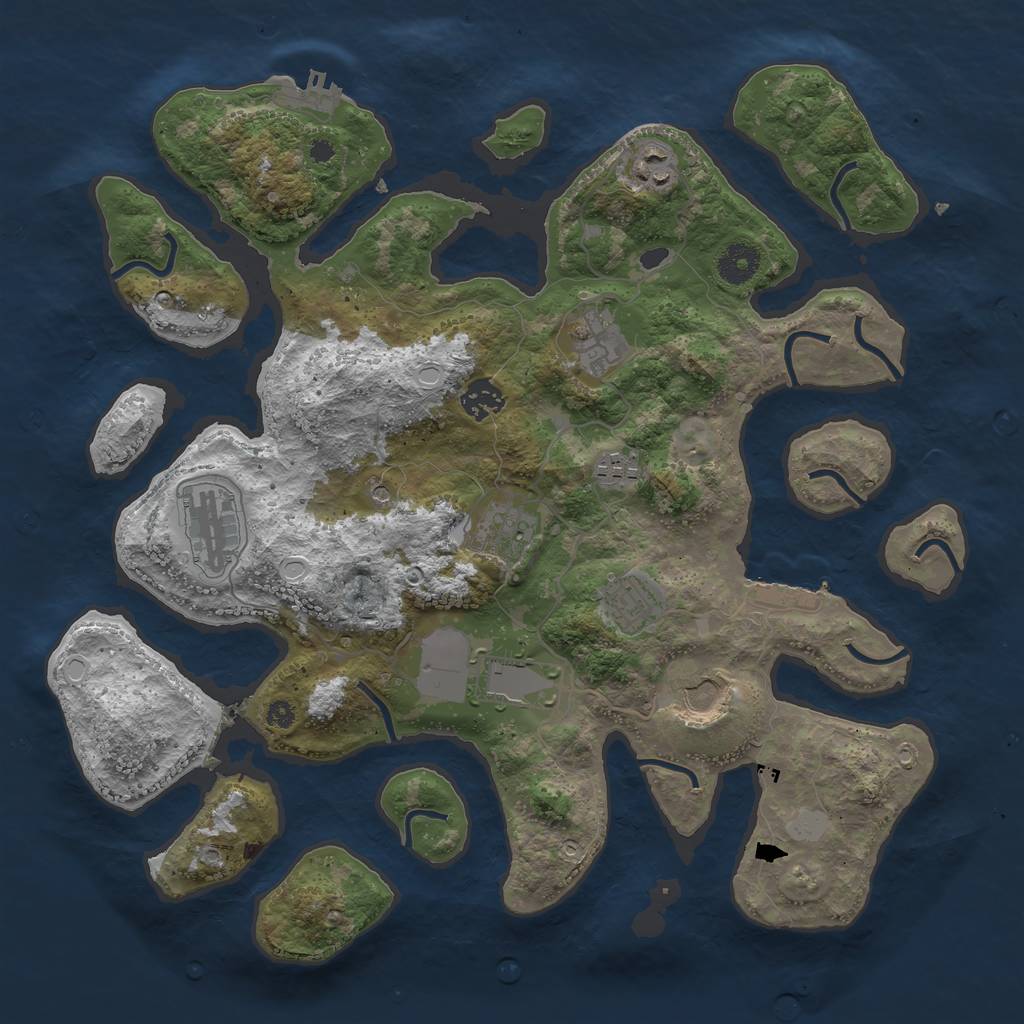 Rust Map: Procedural Map, Size: 3750, Seed: 1316571022, 17 Monuments