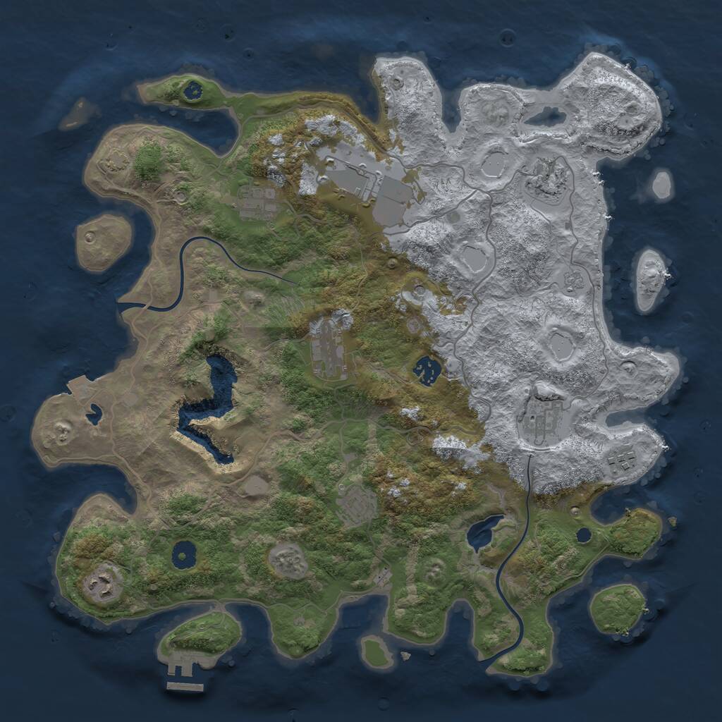 Rust Map: Procedural Map, Size: 4000, Seed: 329781, 14 Monuments