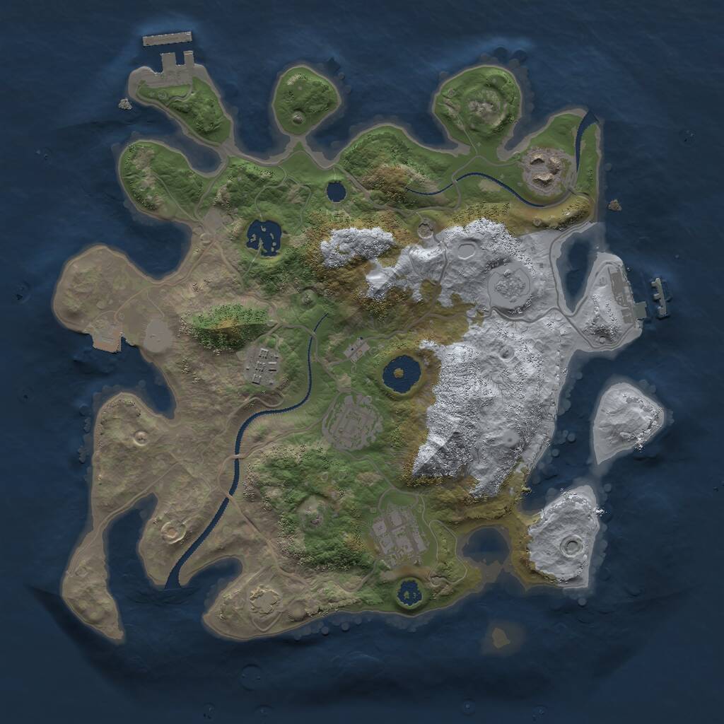 Rust Map: Procedural Map, Size: 3000, Seed: 65978512, 11 Monuments