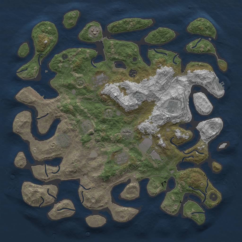 Rust Map: Procedural Map, Size: 4500, Seed: 34766, 17 Monuments