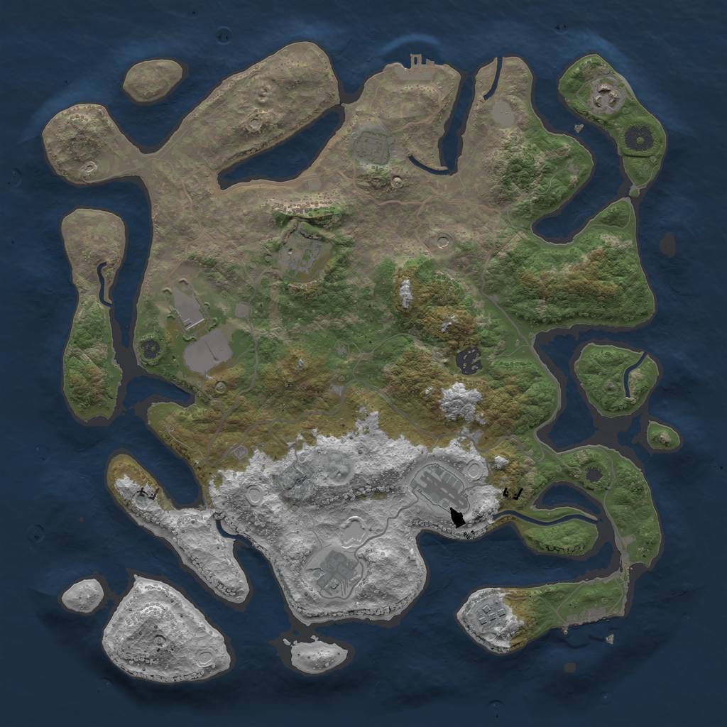 Rust Map: Procedural Map, Size: 4000, Seed: 499054, 16 Monuments