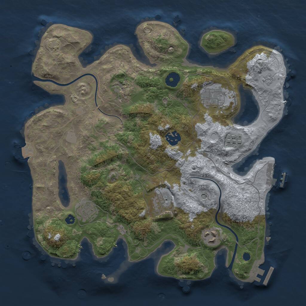 Rust Map: Procedural Map, Size: 3200, Seed: 5555, 13 Monuments