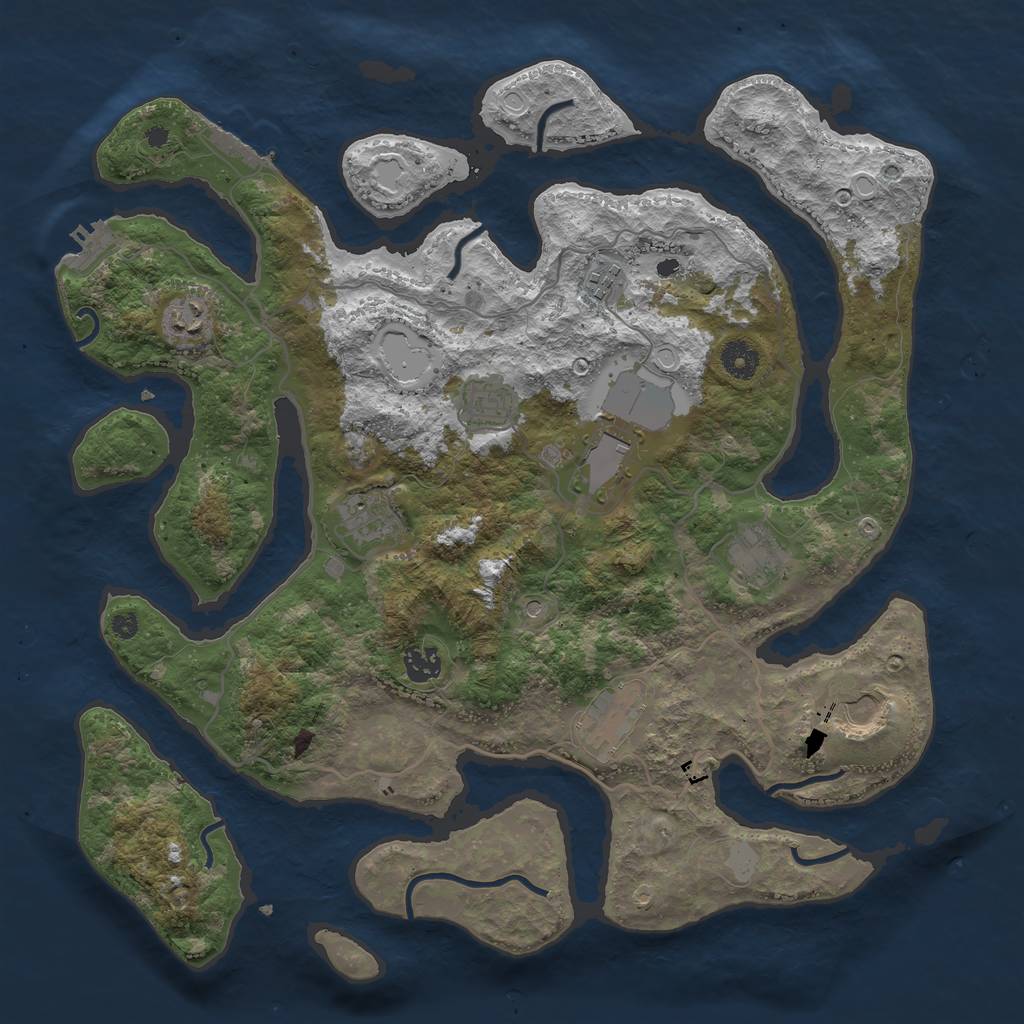 Rust Map: Procedural Map, Size: 4000, Seed: 989395, 17 Monuments