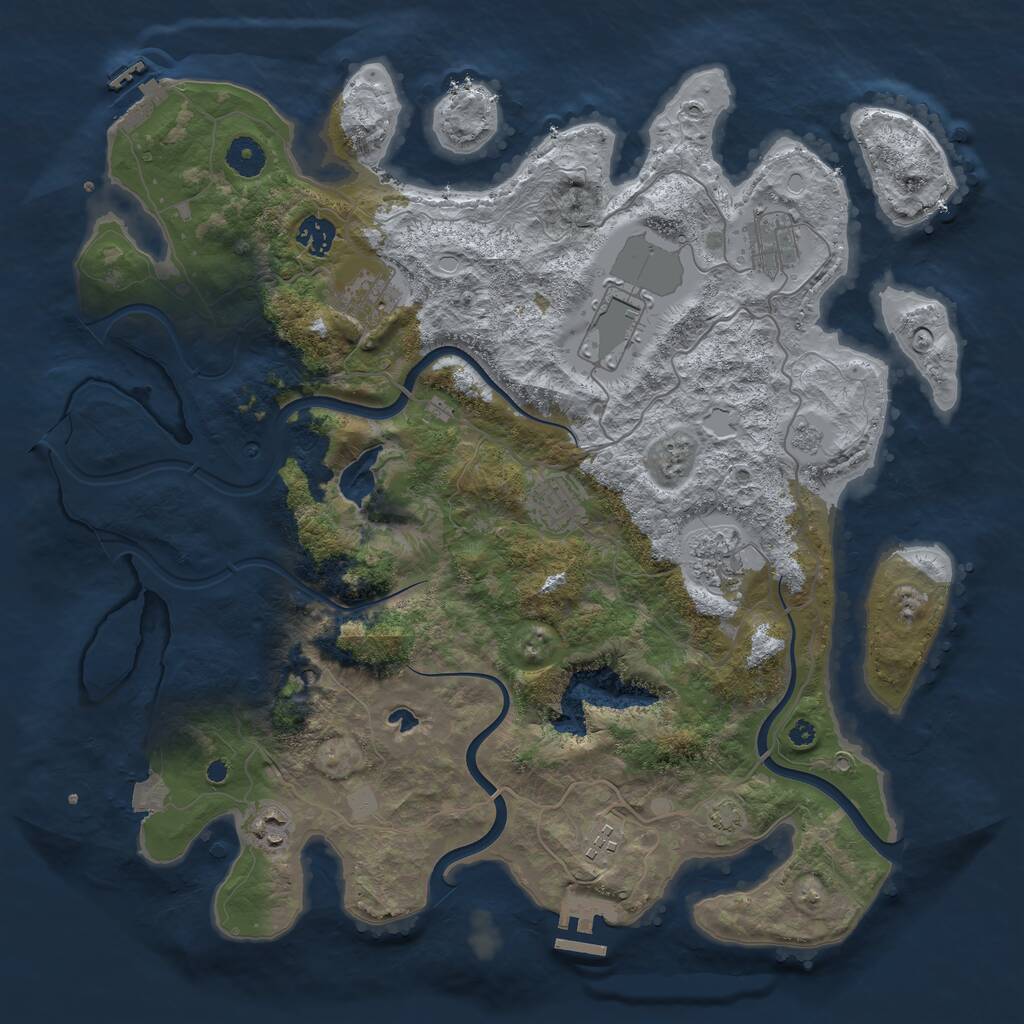 Rust Map: Procedural Map, Size: 4000, Seed: 105737, 14 Monuments