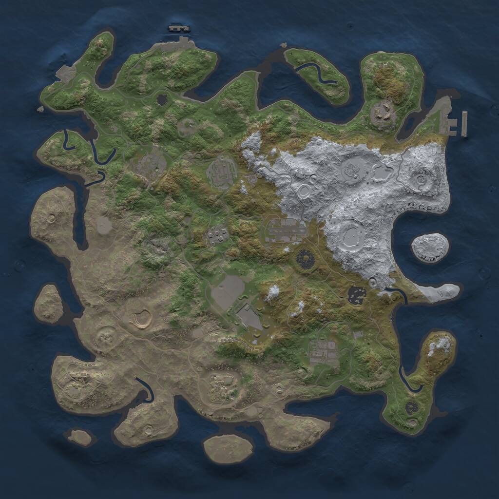 Rust Map: Procedural Map, Size: 3900, Seed: 34766, 16 Monuments