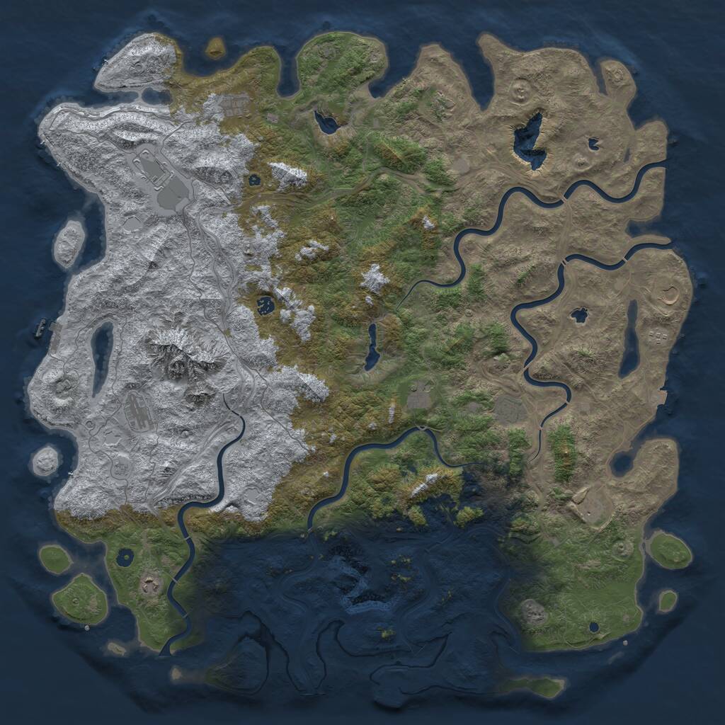 Rust Map: Procedural Map, Size: 6000, Seed: 12345678, 17 Monuments