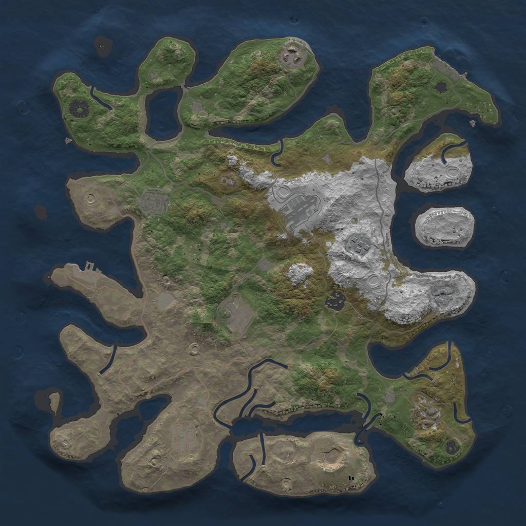 Rust Map: Procedural Map, Size: 4000, Seed: 84177407, 17 Monuments